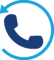 phone-circle-icon Blue telephone handset with a circular arrow around it, representing a callback or call-back action (call me back).