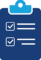 submission-form-icon Blue clipboard with two checked checklist items and lines of text.